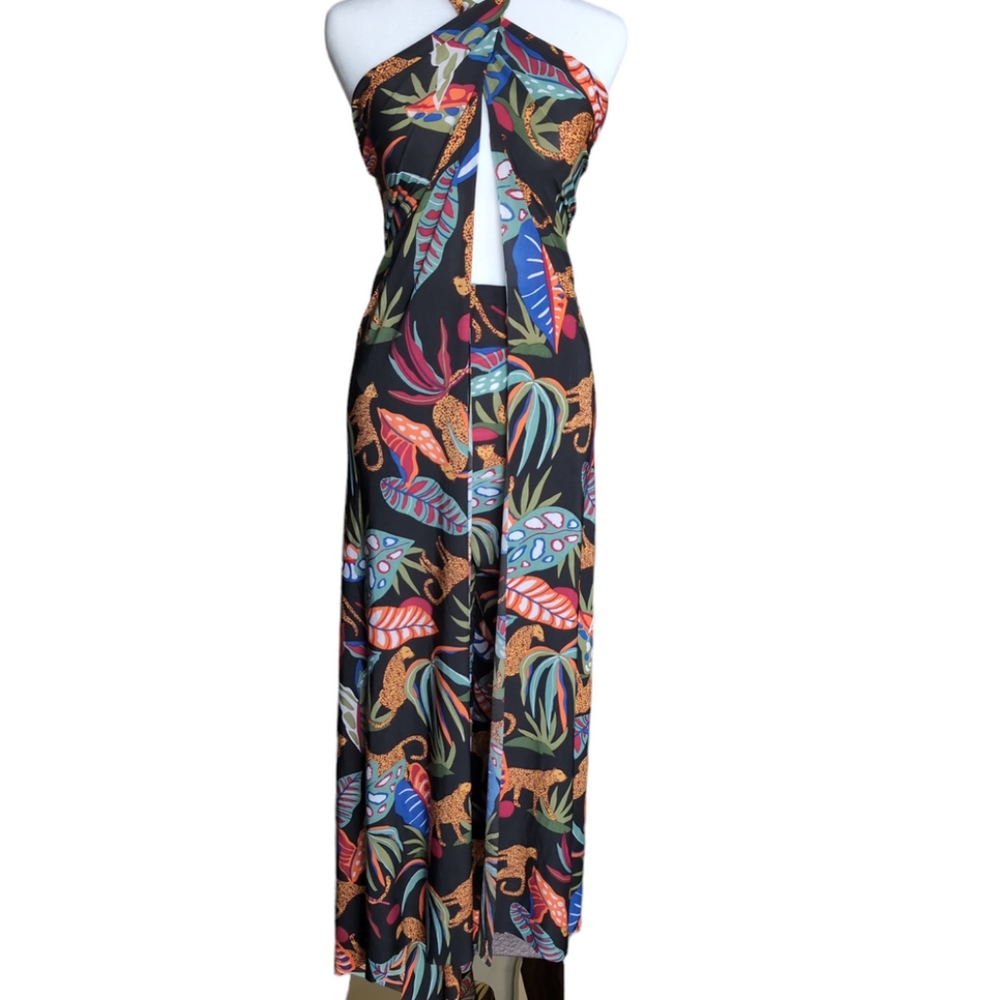 Black Jungle Elegance Pant Wrap and Bandeau Set